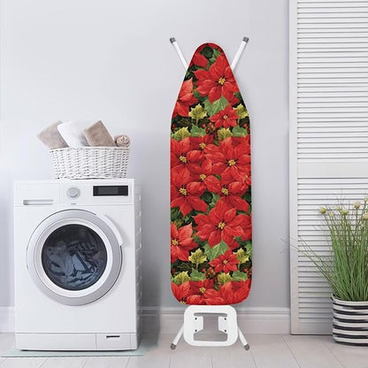 Poinsettia Print Iron Cover for Ironing Board Scorch Resistant Dirt-Proof