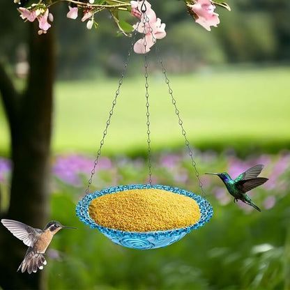 2 Pack Hanging Bird Bath for Outdoors, Multi-Functional Bird Feeder & Water Station, Plastic Bird Bath Bowl with Chain Hook for Garden Yard Patio