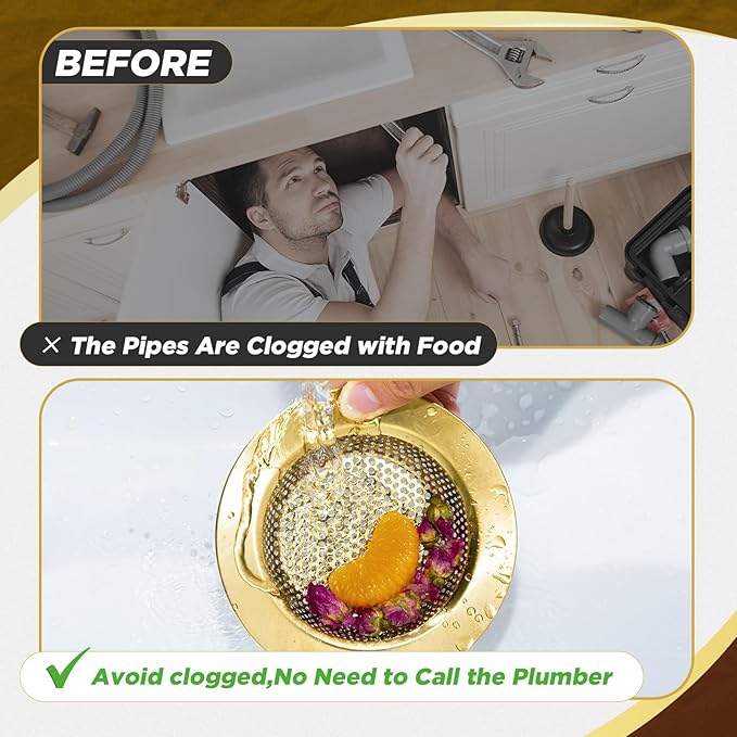 Mudder 3 Pcs Kitchen Sink Drain Strainer and Stopper Stainless Steel Garbage