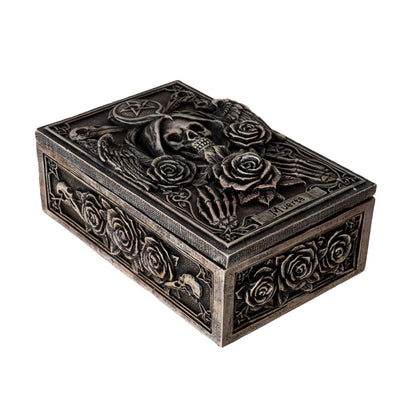 Pacific Giftware Muerte Tarot Box with Grim Reaper and Gothic Rose Design Perfect Home Decor for Tarot Cards Jewelry or Keepsake Storage 5" Long
