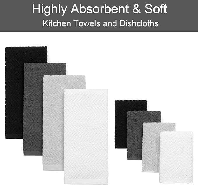 100% Cotton Kitchen Towels and Dishcloths Set