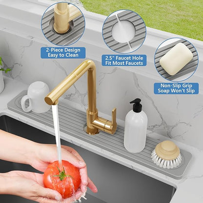 24'' Longer Faucet Mat for Kitchen Sink Stone Faucet Mat for Kitchen Sink