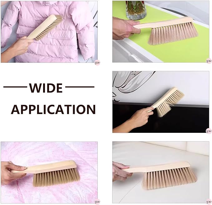 Wooden Bench Brush with Soft Bristles – 2 Pack Wide Table & Counter Dusting