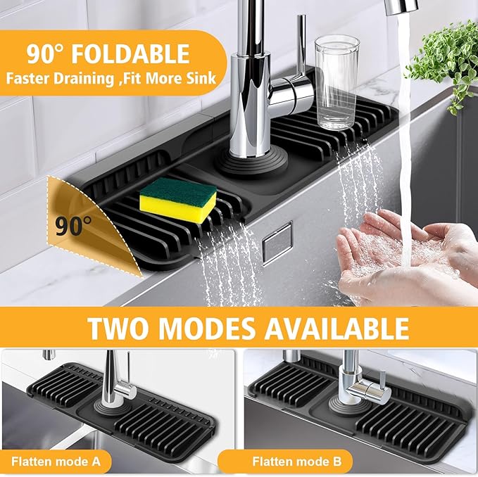 14.6-Inch Kitchen Sink Splash Guard Mat | 7° Slope