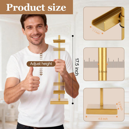 dakewang 1pcs Adjustable Tabletop Easel Stand for Picture Frames, Picture Easels for Display, Gold Easel, Picture Frame Stand, Adjustable Art Easel.(18inch,Gold)