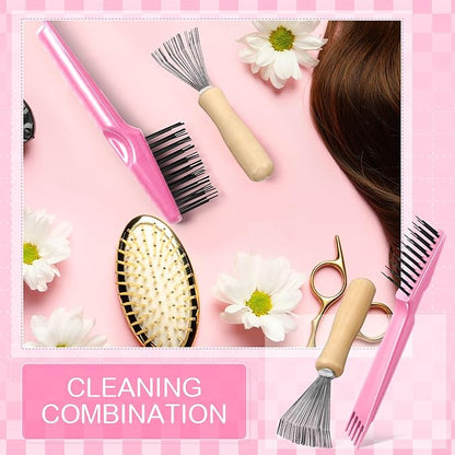 Boao 2 Pieces Hair Brush Cleaning Tool Comb Cleaner Brush Mini Comb Cleaning