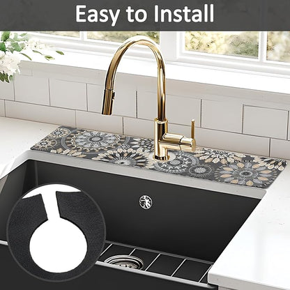 2PCS 24" X 5.5" Kitchen Sink Splash Guard Faucet Mat Mandala Super Absorbent