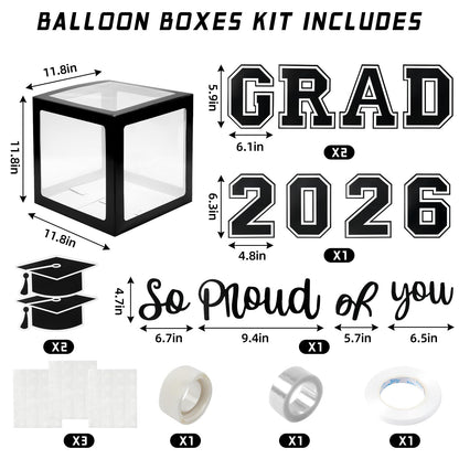 Graduation Decorations 2026 Graduation Party Decorations Set of 4 Boxes with 129pcs Balloons Arch Garland Kit Party Supplies for Any Grades Black