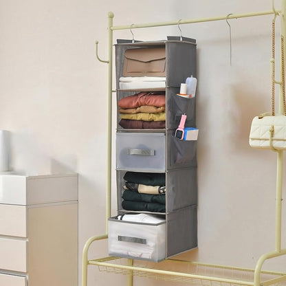 5-Tier Hanging Organizer for Closet, Fabric Closet Organizer