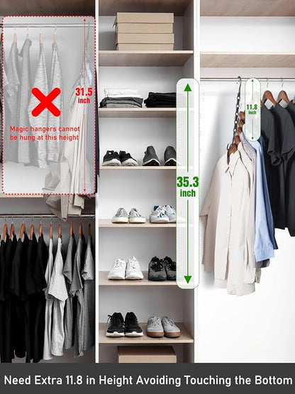 HOUSE DAY Space Saving Hangers Black, 16 Pack, Smart Closet Organizer Space