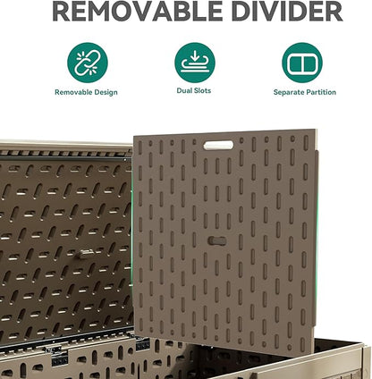 YITAHOME 260 Gallon Large Deck Box with Divider & Side Handles, Outdoor Double-Wall Storage for Patio Furniture Cushions, Garden Pool Accessories, Waterproof & Lockable