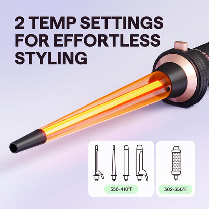 Wavytalk 5 in 1 Curling Iron,Curling Iron Set with Heated Round Brush and 4 Interchangeable Ceramic Curling Wand(0.5”-1.25"), Instant Heat Up,Dual Voltage Hair Curler