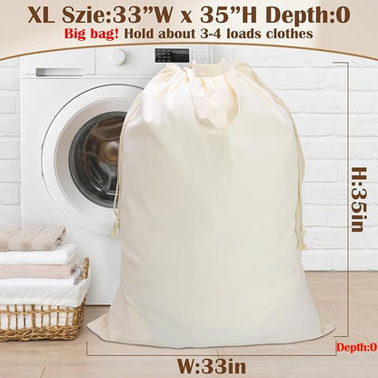 Canvas Laundry Bag 33"Wx 35"H, Thick Canvas Laundry Bag