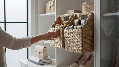 Wicker Hanging Storage Basket, Water Hyacinth Baskets, Wall Decor Hyacinth