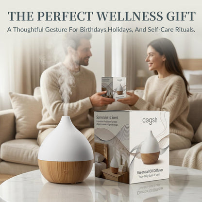 Cegsin Essential Oil Diffuser with Adapter, 100ml Small Aromatherapy Scent Machine for Home & Office Desk, 7 Color LED Cool Mist Humidifier, Auto Shut-Off, Classic Teardrop White