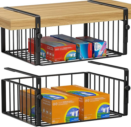 2Pack Under Shelf Basket Organizer, Adjustable Hanging Holder Storage