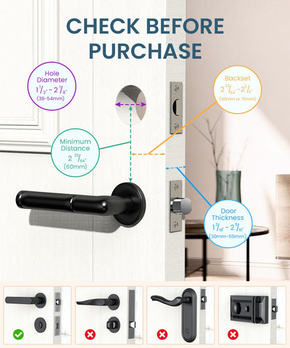 Keyless Entry Smart Deadbolt Lock – Keypad Fingerprint Touchscreen & App Control, Smart Door Lock, Easy Install for Home/Office, Auto-Lock