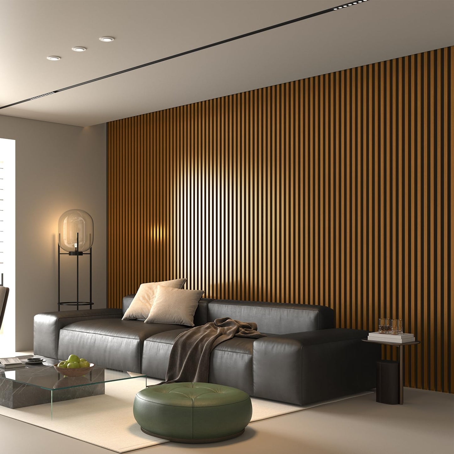 Art3d 2pcs-104 x 15.75in Slat Acoustic Panel for Wall and Ceiling, 3D Fluted Sound Absorbing Panel with Wood Finish, Teak