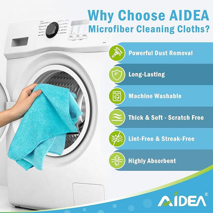 AIDEA Microfiber Cleaning Cloth-12PK, Soft Microfiber Towels