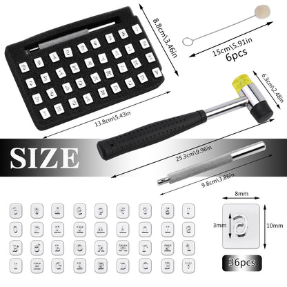 Wonvoc 44 Pcs Leather Stamping Tools, 36 Pcs Leather Letter Stamps, Leather Stamping Kit, with Wool Dauber Stamping Tools, Leather Hammer, for DIY Leathercrafts