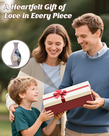 KAAYEE 3D Puzzle Vase, DIY Flower Vase Puzzle for Adults, Artistic Home Decor & Stress Relief Craft, Unique Gift for Birthday Housewarming (Peacock)