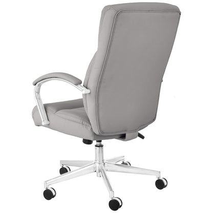 Amazon Basics Executive Desk Chair with Easy Assembly, Adjustable Height, 275lb Capacity, Wide Oversized Cushion, 29.13"D x 25.2"W x 43.11"H, Grey Bonded Leather