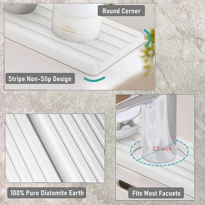 WIFORH Sink Faucet Mat, Quick Drying Stone Mat