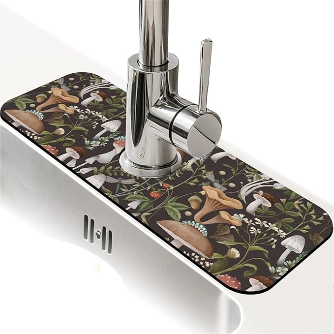 Kitchen Sink Splash Guard，Bobo mushrooms Faucet Mat Sink Gadgets-Super