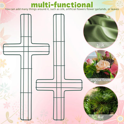 MAGICLULU 3pcs Cross Metal Wreath Frame, 15.7in Wire Floral Form for Easter Church Wall Art, Flower Holder for Holiday DIY Crafting Decoration, Christian Religious Church, Outside Hanging Decor
