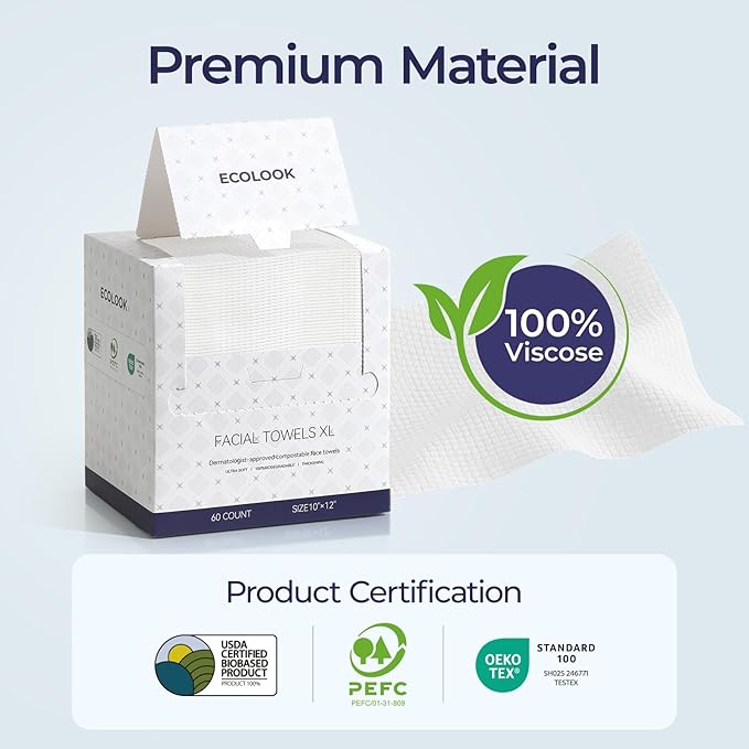 ECOLOOK Disposable Face Towel XL-10"x12" Upgraded Thick Facial Towels, Ultra