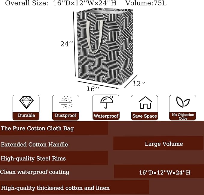 Waterproof Laundry Hamper Collapsible Laundry Basket Leather Handle Laundry Bag