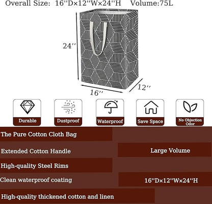 Waterproof Laundry Hamper 75L Collapsible Laundry Basket Extended Cotton Handle