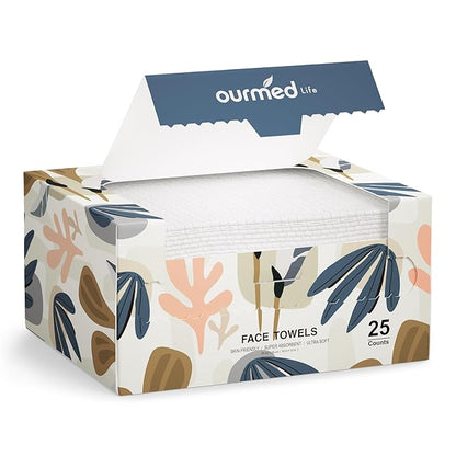 Ourmed Life Face Towels, Disposable Biodegradable Facial Towels
