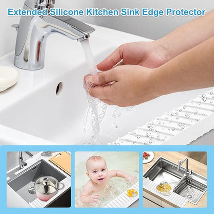 Silicone Faucet Splash Guard 4" x 14", Faucet Water Catcher Mat, Longer