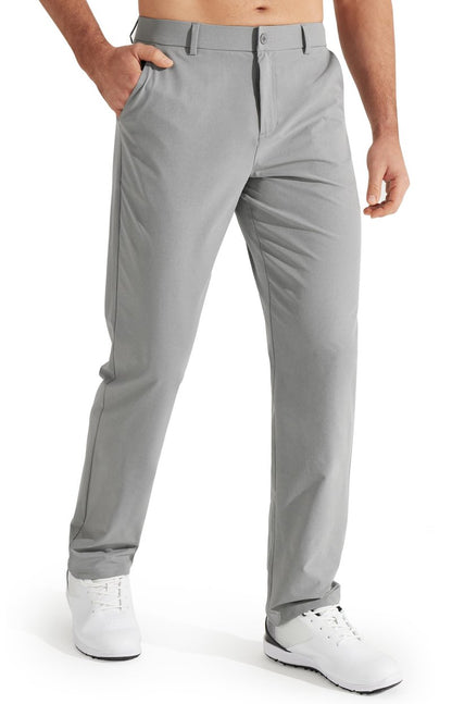 Libin Mens Golf Pants Stretch Work Dress Pants 30" Quick Dry Lightweight Business Casual Pant for Men Comfy Water Resistant, Light Grey, 36W x 30L