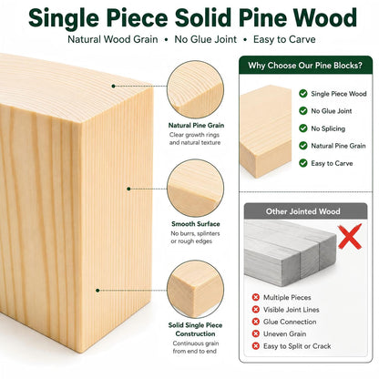 Unfinished Wood Blocks for Crafting, 3X5X1 Inch Wood Carving Blocks, 4 Pcs Solid Pine Wood Blocks for Craft DIY Wood Carving Painting Wall Decorations for Beginners and Adults