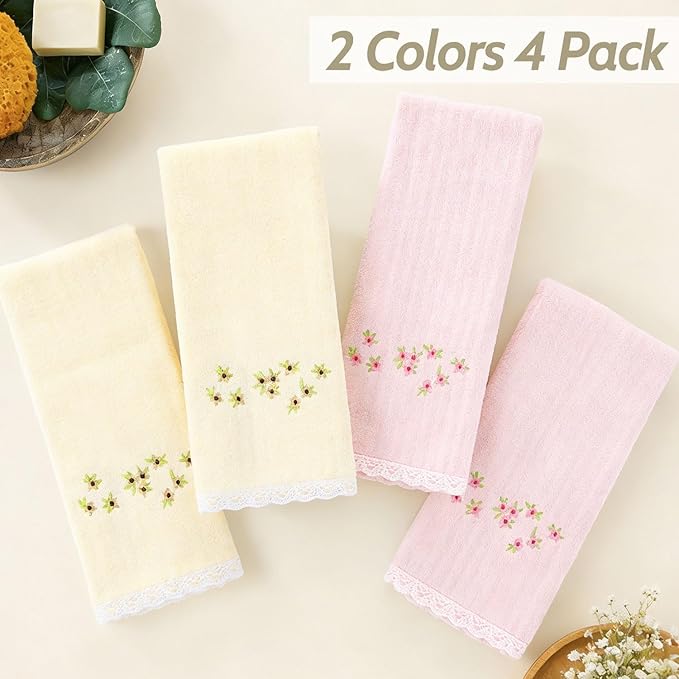 Jacquotha Hand Towels for Bathroom – Soft Cotton, 13x29 Inches, Embroidered