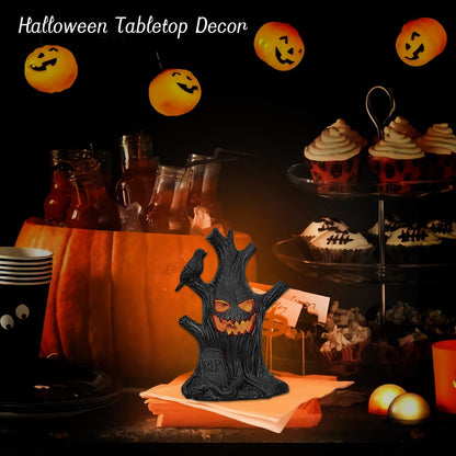 Lifnatty Halloween Tree Light Decoration Indoor – LED Battery Operated Scary Tree Decor with Glowing Face, Halloween Decoration for Home Party Table Haunted House