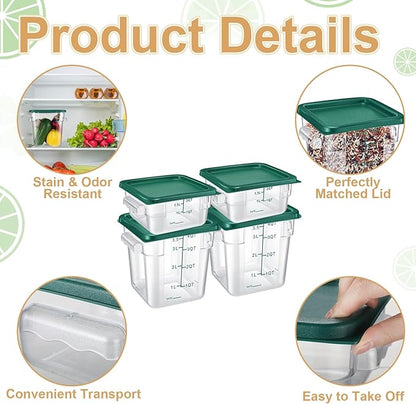 Barydat 4 Pcs Square Food Storage Containers