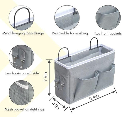 3pcs Middle Wall Hanging Organizer Bag, Linen Fabric Door Hanging Storage Basket