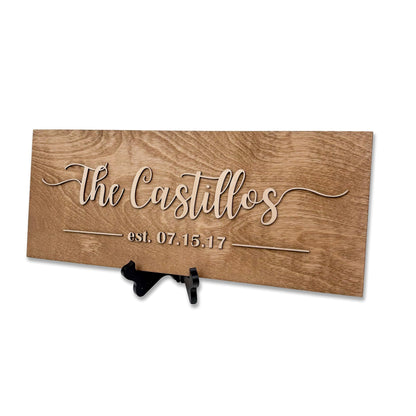 Personalized Family Name Sign – Custom Wooden Name Sign, Wedding Welcome Sign, Newlywed & Housewarming Gifts, New Home Gift Ideas, Family Name Sign, Hickory Hollow Designs (Est. Full Date)