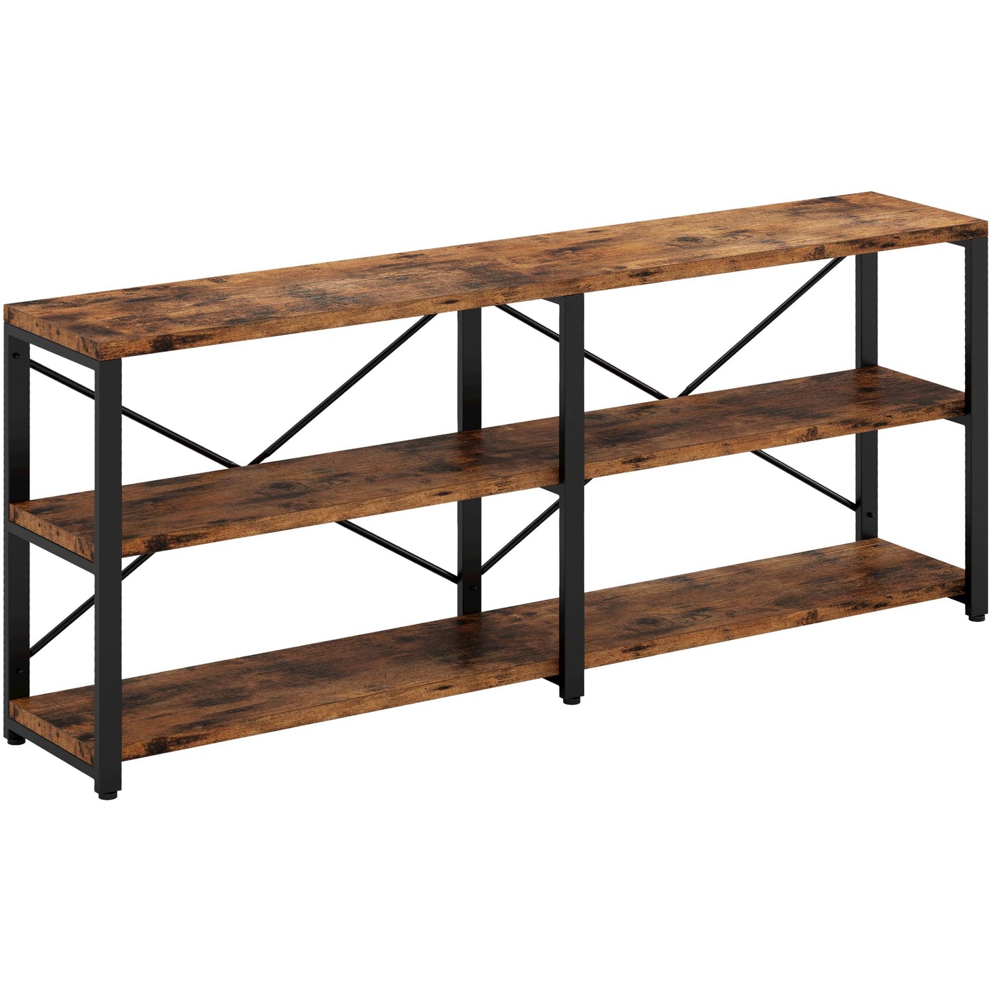 IRONCK Rustic Entryway Console Table, Long Hallway Table 70.8 in 3-Tier, TV Stand Entertainment Center Media Stand for Living Room, Industrial Style, Vintage Brown