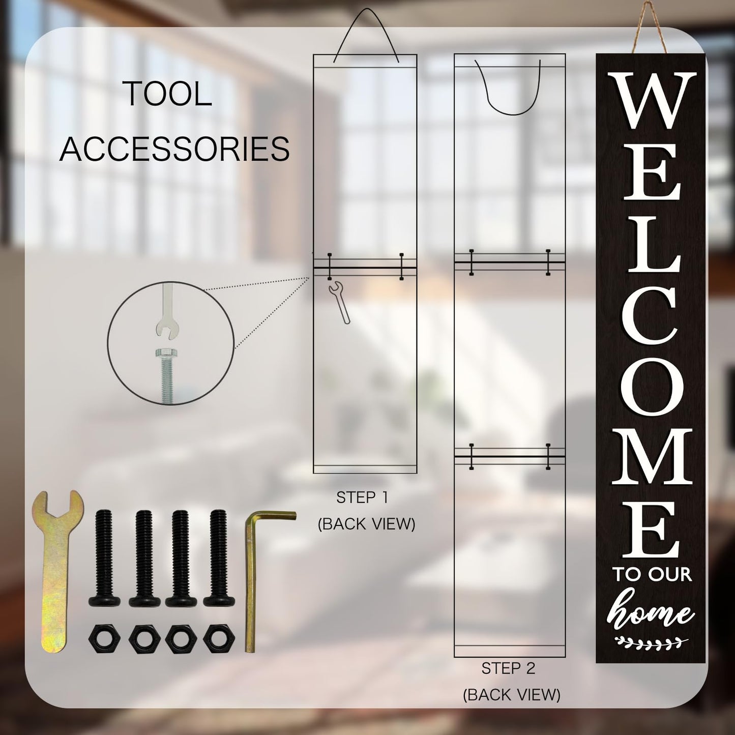 Vertical Wood Welcome Sign for Front Porch Vertical Decorative Sign Front Door Outdoor Indoor Welcome Sign 47.2x7.8 Inch Large Farmhouse Style(black)