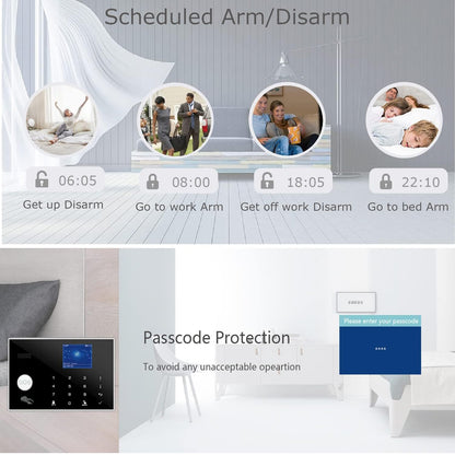 WiFi and 3/4G GSM Home Burglar Security Alarm System Auto Dial with Smart Life and Tuya App Alert, Works with Google Assistant and Alexa