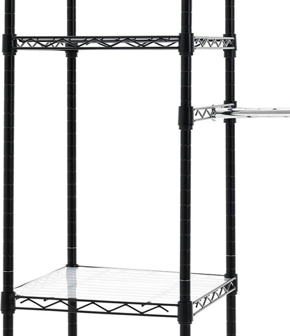 Amazon Basics Expandable Metal Hanging Closet Organizer System with Storage Shelves, Adjustable, Easy to Assemble, 57-80"L x 14"W x 72"H, Black