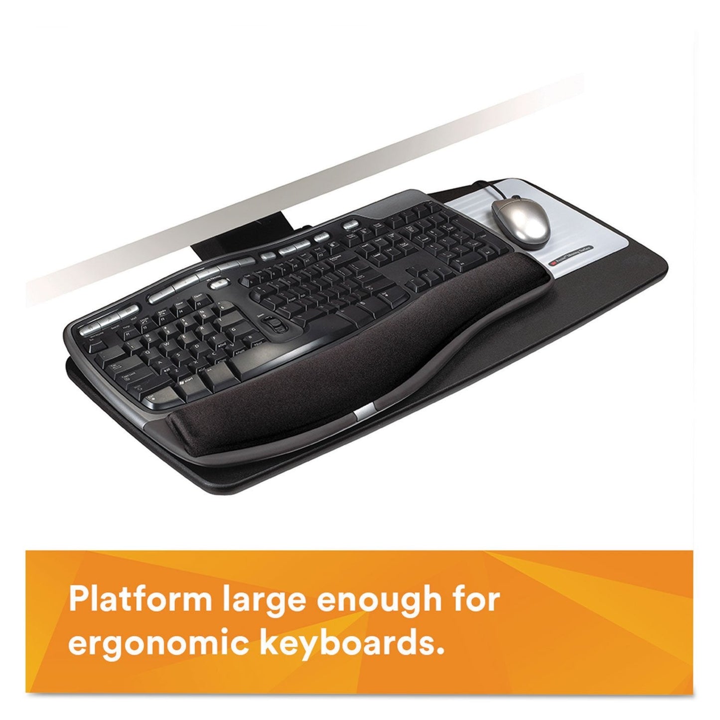 3M Knob Adjust Keyboard Tray, Tool-Free Installation, Standard Platform, Gel Wrist Rest, Precise Mouse Pad, Black (AKT65LE)