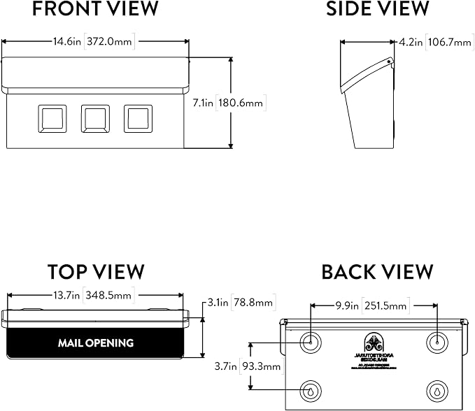 Architectural Mailboxes Wayland Galvanized Steel Wall Mount Mailbox, 2689W-10, White, Small Capacity