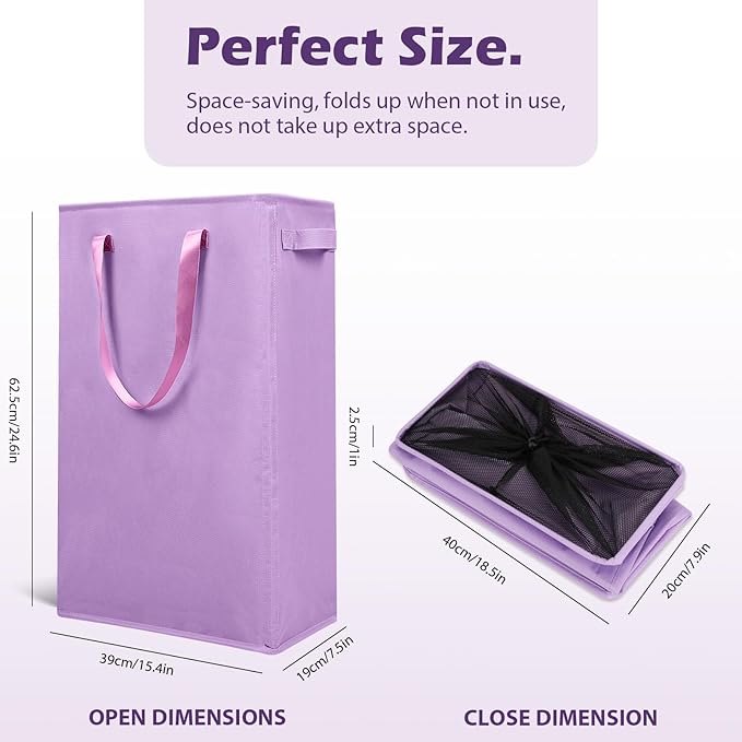 Odonata Slim Laundry Hamper Handles Collapsible Laundry Basket Thin Dirty