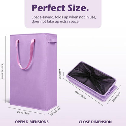 Odonata Slim Laundry Hamper Handles Collapsible Laundry Basket Thin Dirty