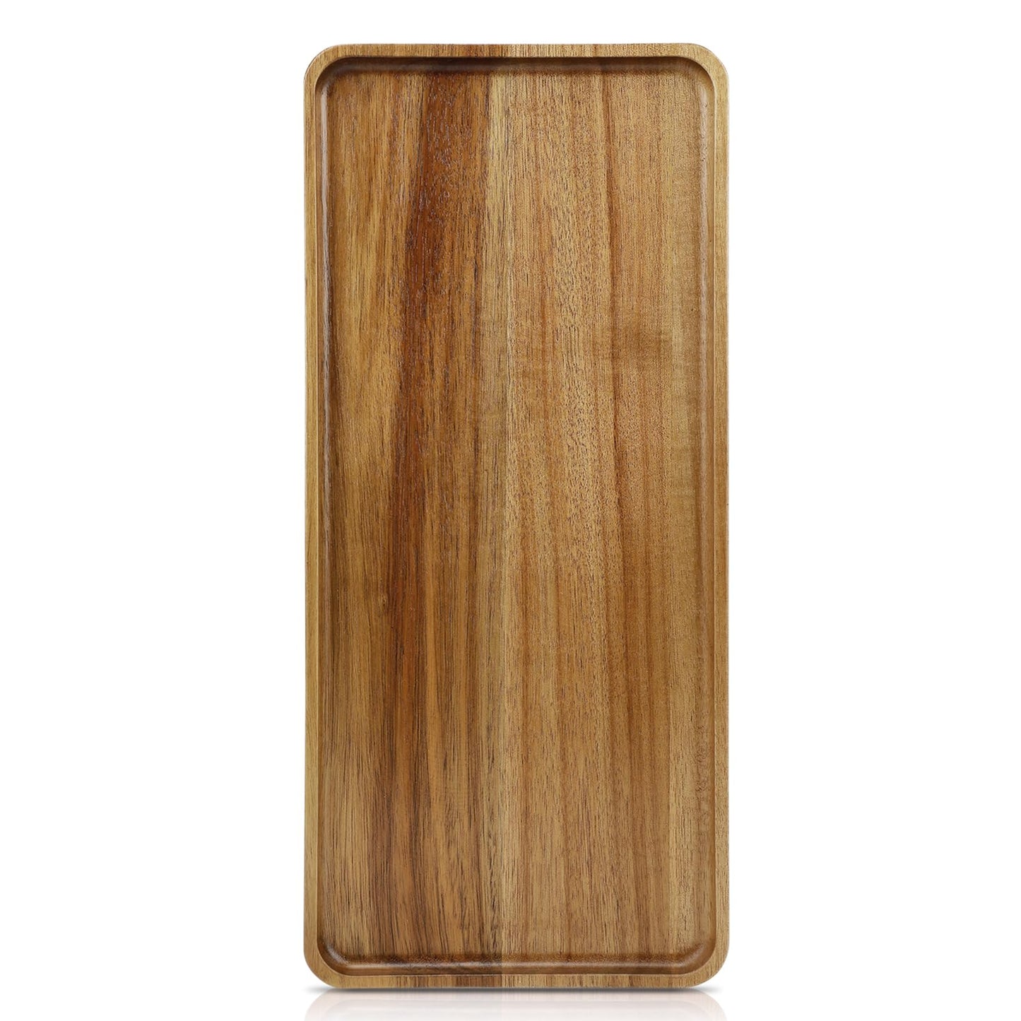 Charmlife 1 pcs 15.7" x 7" Large Solid Acacia Wood Serving Tray Rectangular Wooden Serving Platter Natural Wooden Board for Bar Coffee Party